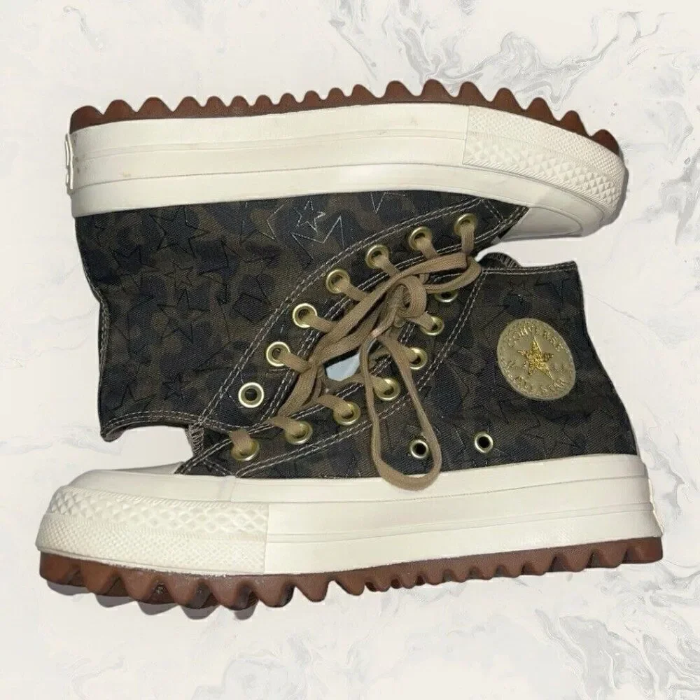 RARE Converse Camo Green Star CTAS Ripple Hi Top Lace Up Women’s Size 5
